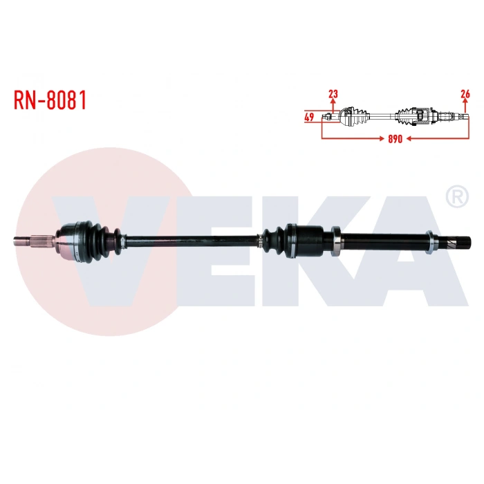 KOMPLE AKS SAG ON RENAULT CLIO III (BR0/1,CR0/1) 1.2i 16v UZUNLUK 890mm 2005-2012