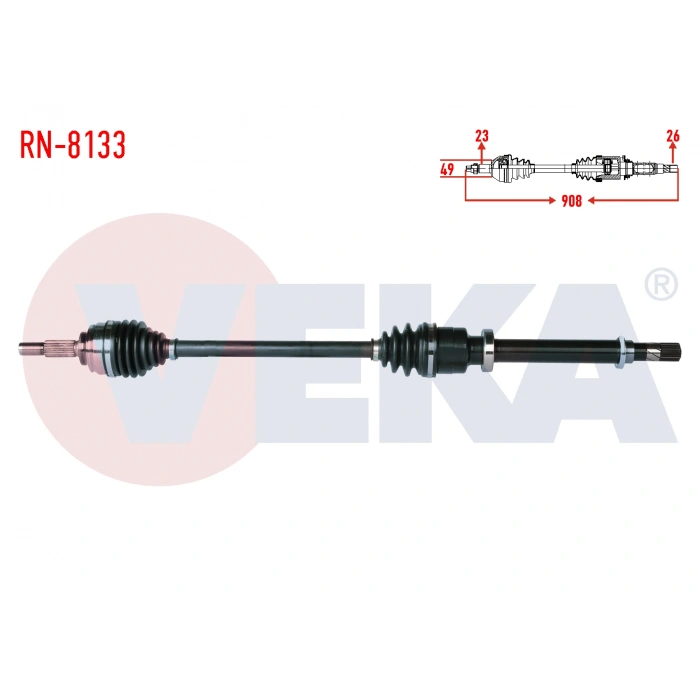 KOMPLE AKS SAG ON RENAULT CLIO IV 1.2 16v UZUNLUK 908mm 2012-