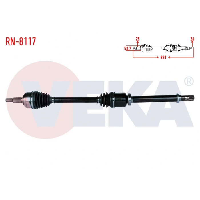 KOMPLE AKS SAG ON RENAULT FLUENCE (L30) 1.5 DCI 6 VITES UZUNLUK 931mm 2009-