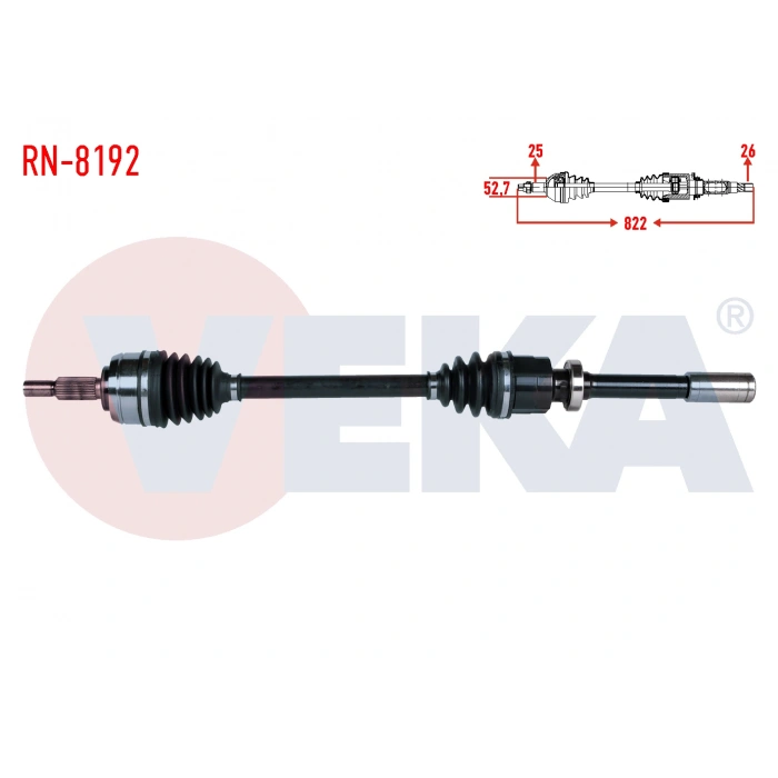 KOMPLE AKS SAG ON RENAULT FLUENCE (L30) 1.6 16v A-T UZUNLUK 822mm 2009-