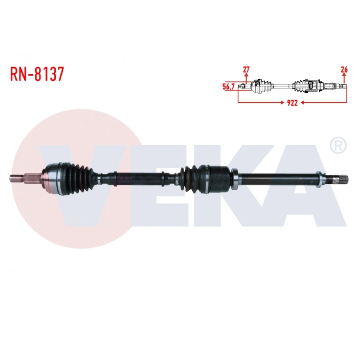 KOMPLE AKS SAG ON RENAULT KANGOO (KW0/1) 1.5 DCI 105 HP 6 VITES UZUNLUK 922mm 2008-