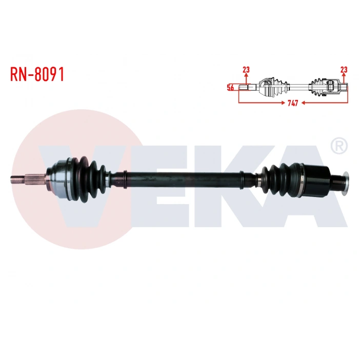 KOMPLE AKS SAG ON RENAULT LAGUNA I (B56,556) 1.6i UZUNLUK 747mm 1993-2001