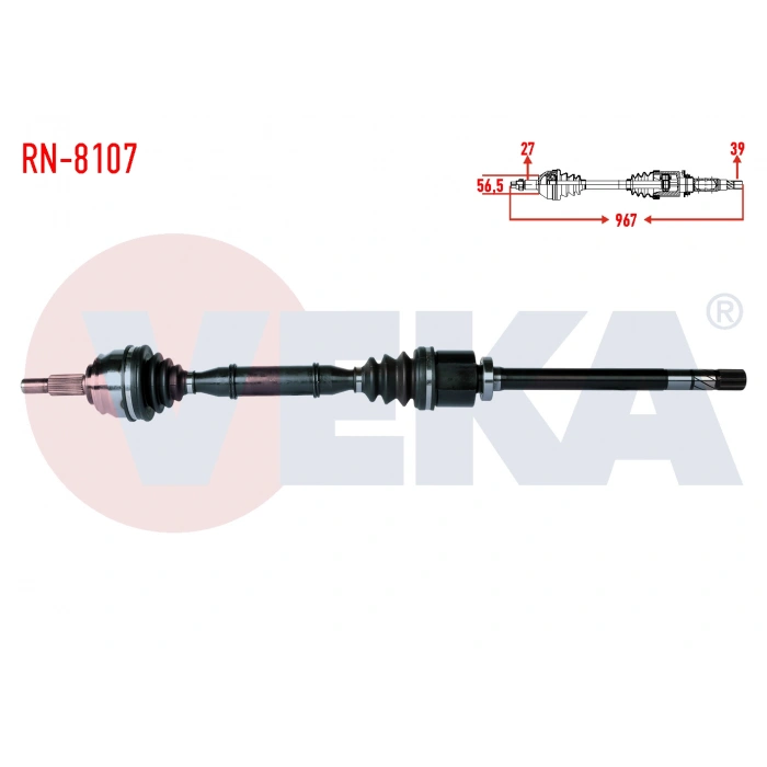 KOMPLE AKS SAG ON RENAULT LAGUNA II (BG0/1) 1.9 DCI 6 VITES M-T UZUNLUK 967mm 2001-2007