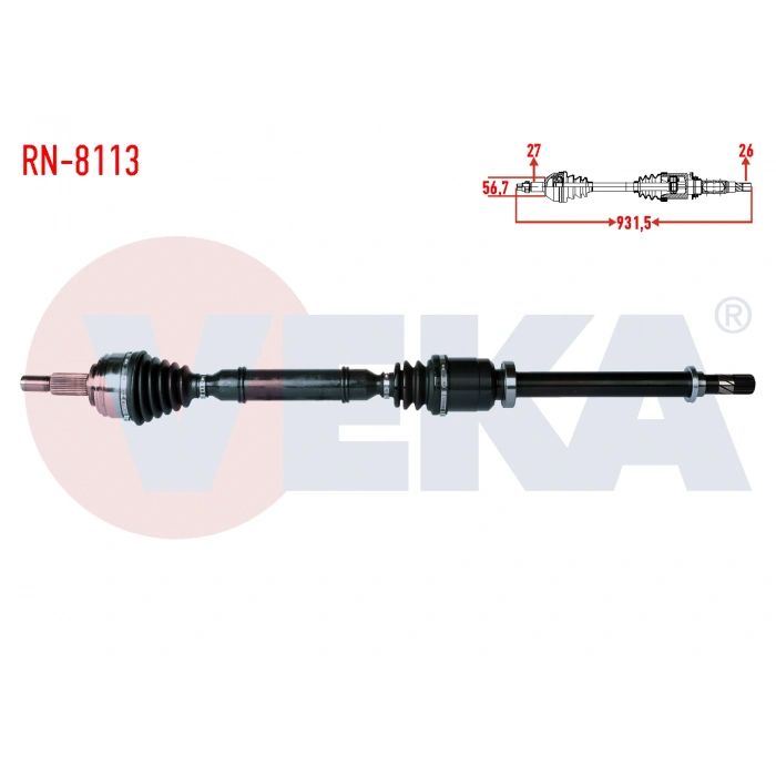 KOMPLE AKS SAG ON RENAULT LAGUNA III(BG0/1) 1.5 DCI 5 VITES M-T JR5 SANZIMAN UZUNLUK 931,5mm 2007-