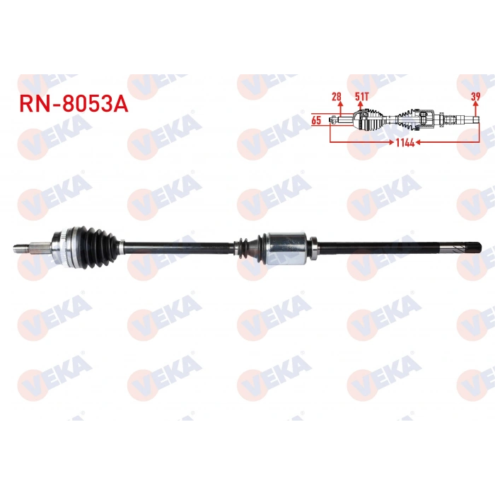 KOMPLE AKS SAG ON RENAULT MASTER II (FD) 2.5 DCI ABSLI 51 DIS UZUNLUK 1144mm 1998-2010