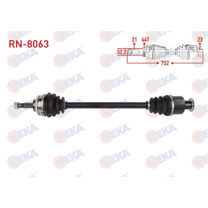 KOMPLE AKS SAG ON RENAULT MEGANE I 1.6 8v - 1.6i 16v ABSLI 44 DIS UZUNLUK 752mm 1996-2003