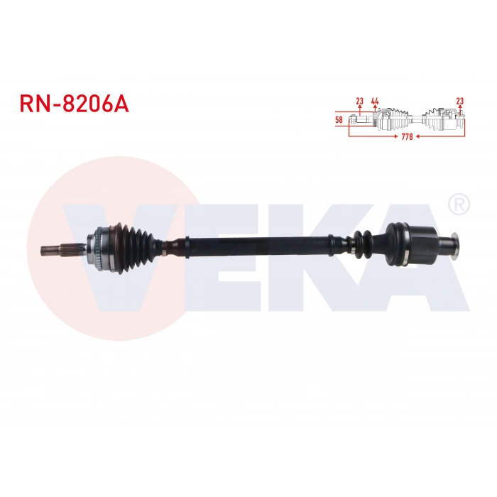 KOMPLE AKS SAG ON RENAULT MEGANE I (BA0/1) 1.6i 16v A-T ABSLI 44 DIS UZUNLUK 778 mm 1996-2003