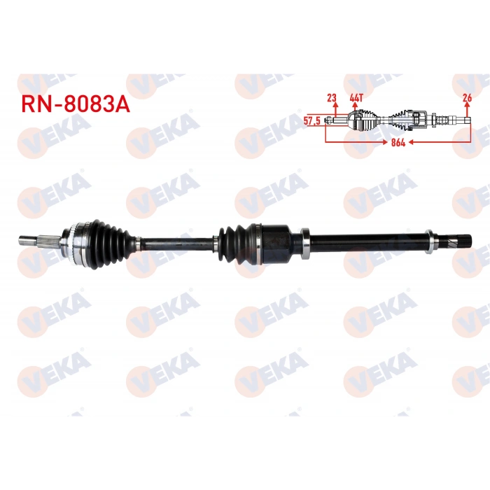 KOMPLE AKS SAG ON RENAULT THALIA II 1.5 DCI ABSLI 44 DIS UZUNLUK 864mm 2008-