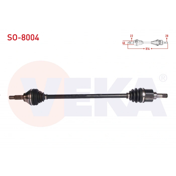 KOMPLE AKS SAG ON SKODA CITIGO 1.0 A-T/M-T UZUNLUK 814 mm 2011-