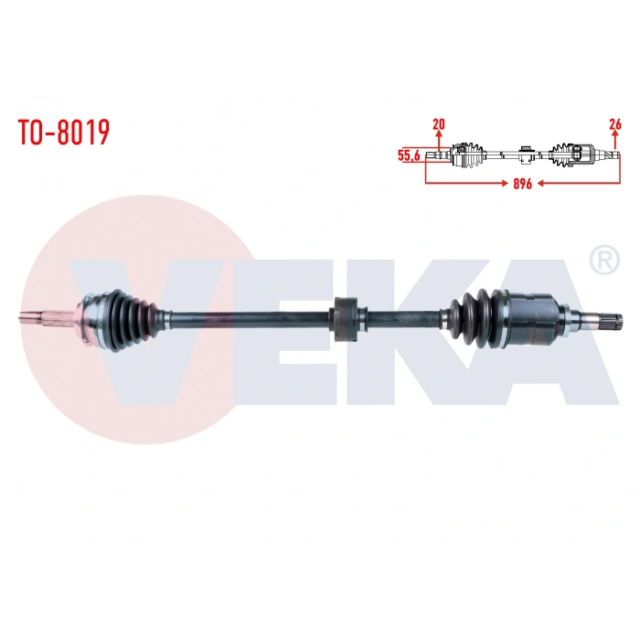 KOMPLE AKS SAG ON TOYOTA YARIS (P9) 1.4 D-4D M-T UZUNLUK 896mm 2006-2010