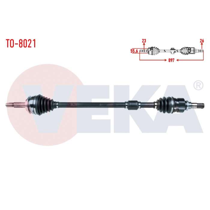 KOMPLE AKS SAG ON TOYOTA YARIS (P9) 1.4 D-4D UZUNLUK 897mm 2006-2010