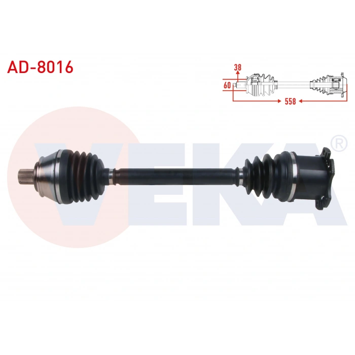 KOMPLE AKS SAG ON UZUNLUK 558mm AUDI A6 (4F2,C6) 2.0 TDI A-T 2004-2011 / A8 (4E_) 3.0 TDI A-T 2003-2011