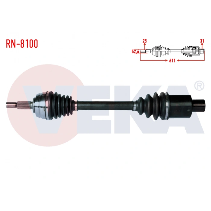 KOMPLE AKS SAG ON UZUNLUK 611mm DACIA DUSTER 1.5 DCI 4X4 2012-