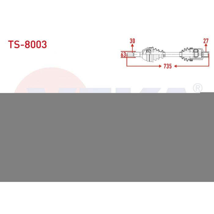 KOMPLE AKS SAG ON UZUNLUK 735mm TESLA MODEL X 2012-