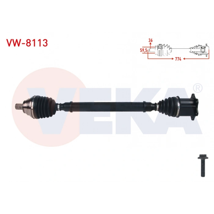 KOMPLE AKS SAG ON UZUNLUK 774mm VOLKSWAGEN PASSAT (3G2) 2.0 TDI A-T 2014-/ SKODA SUPERB (3V3) 2.0 TDI A-T 2015-