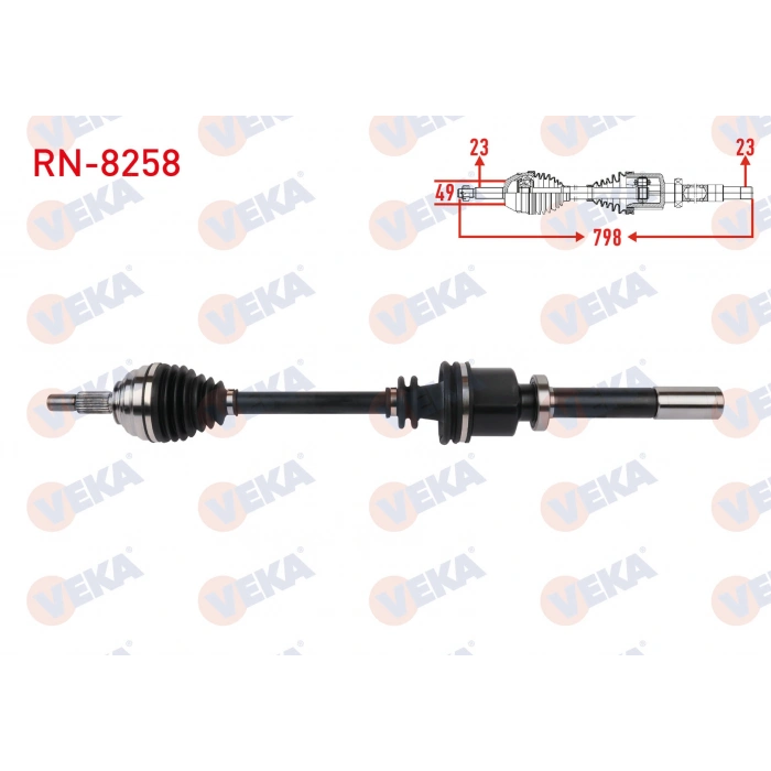 KOMPLE AKS SAG ON UZUNLUK 789mm RENAULT CLIO III 1.6 2005-2014 / DACIA LOGAN 1.6 2006-
