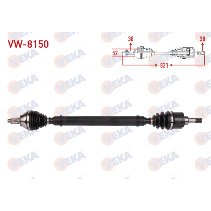 KOMPLE AKS SAG ON UZUNLUK 821mm VOLKSWAGEN POLO 1.4 - 1.6 M-T 2006-2009 / SKODA FABIA 1.6 M-T 2007-2014 / SEAT IBIZA 1.6 M-T 2006-2009