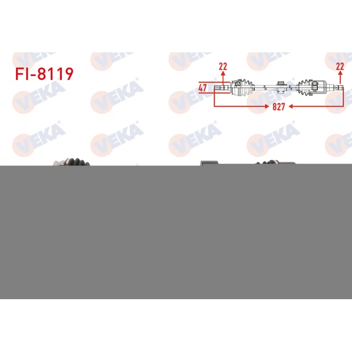 KOMPLE AKS SAG ON UZUNLUK 827mm FIAT PANDA 1.2 2003-