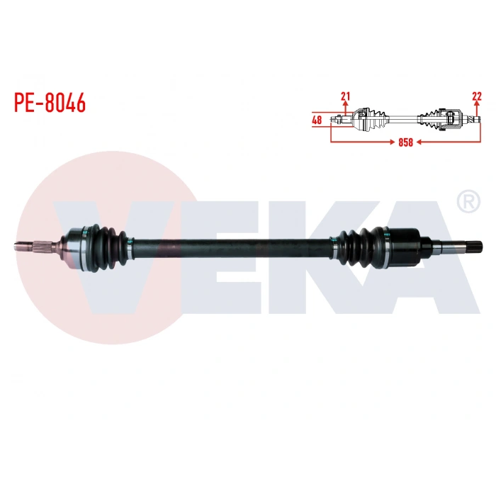 KOMPLE AKS SAG ON PEUGEOT 208 1.2 UZUNLUK 862 mm 2012-