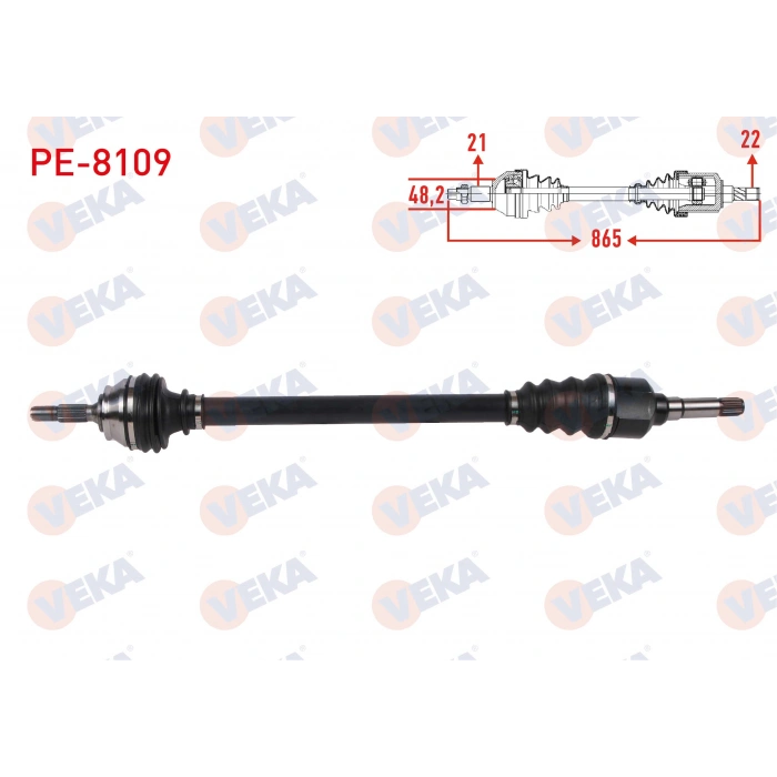 KOMPLE AKS SAG ON UZUNLUK 865mm PEUGEOT 2008 I 1.2 M-T 2005-/ CITROEN C3 III 1.2 M-T 2016-/ C4 CACTUS 1.2 M-T 2014-