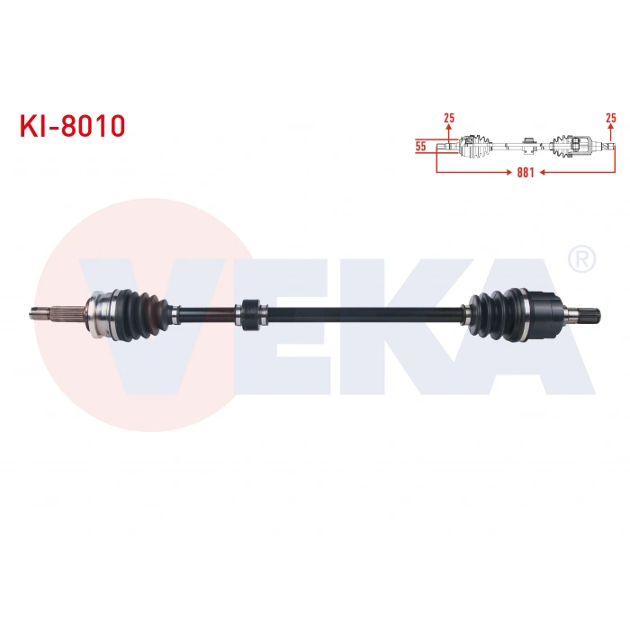 KOMPLE AKS SAG ON UZUNLUK 881mm KIA PICANTO (JA) 1.25 MPI M-T 2017-