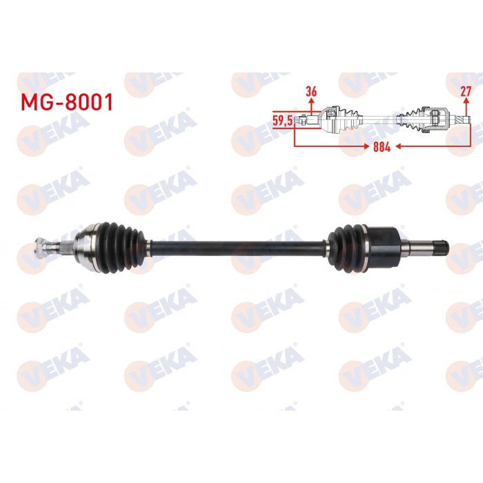 KOMPLE AKS SAG ON UZUNLUK 884mm MG ZS 2021-