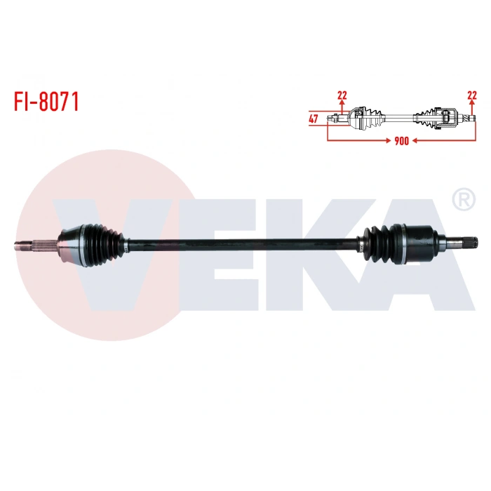 KOMPLE AKS SAG ON UZUNLUK 900mm FIAT PALIO - ALBEA 1.2i-1.4i-1.6i 2002-2010