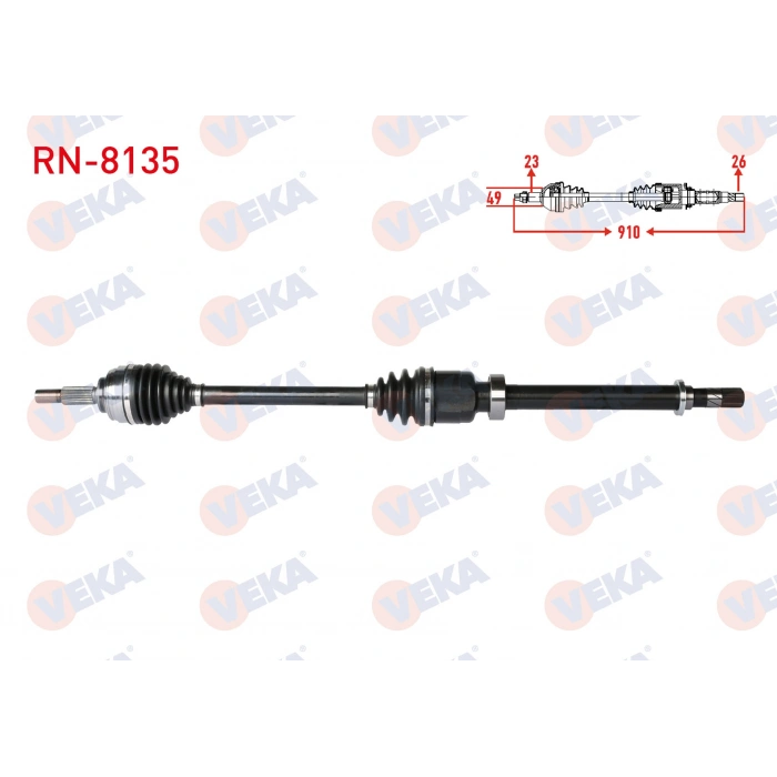 KOMPLE AKS SAG ON UZUNLUK 910mm RENAULT CLIO IV 1.5 DCI 2012- / DACIA LOGAN MCV 1.5 CDI 2013-