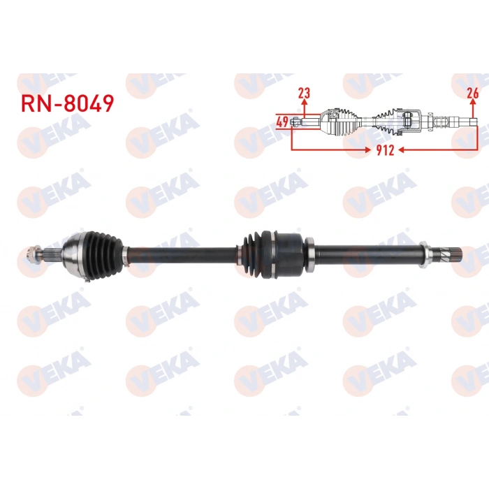 KOMPLE AKS SAG ON UZUNLUK 911mm RENAULT MEGANE II 1.4i 16v - 1.5 DCI - 1.6i 16v 2002-2008