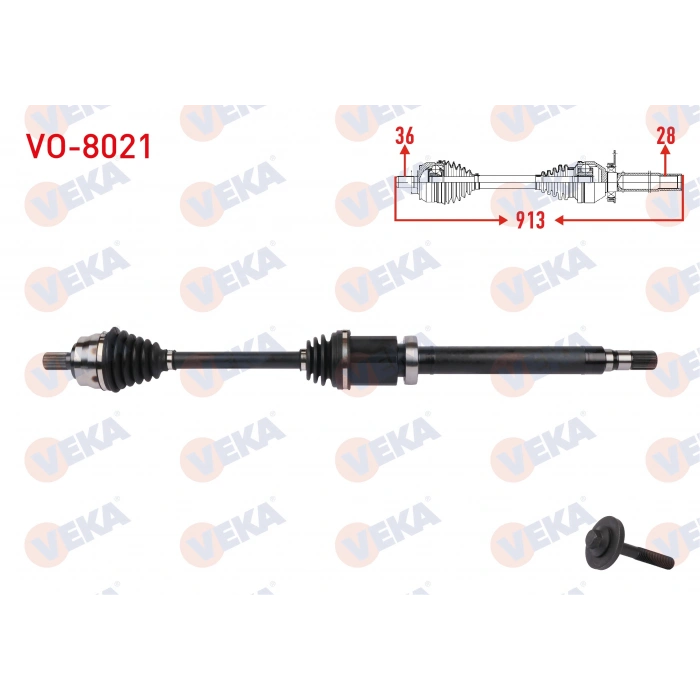 KOMPLE AKS SAG ON UZUNLUK 913mm VOLVO V40 COUNTRY T4 1.6 BENZINLI A-T 2014-