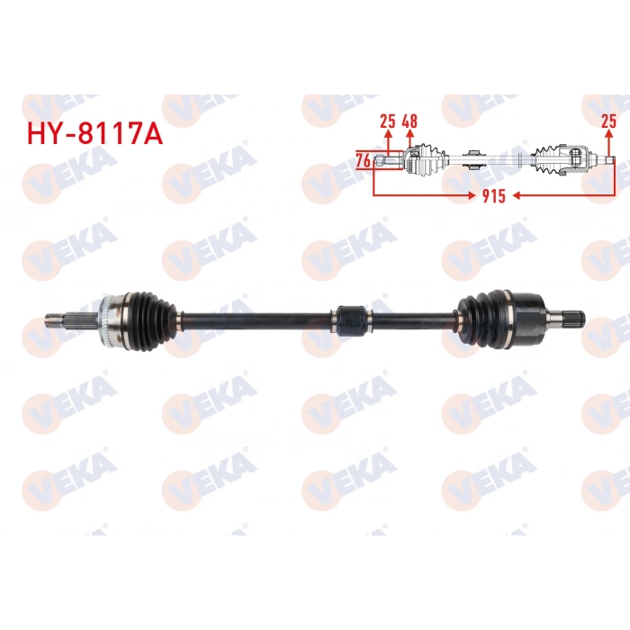 KOMPLE AKS SAG ON UZUNLUK 915mm ABSLI 48 DIS HYUNDAI GETZ 1.4 A-T 2006-