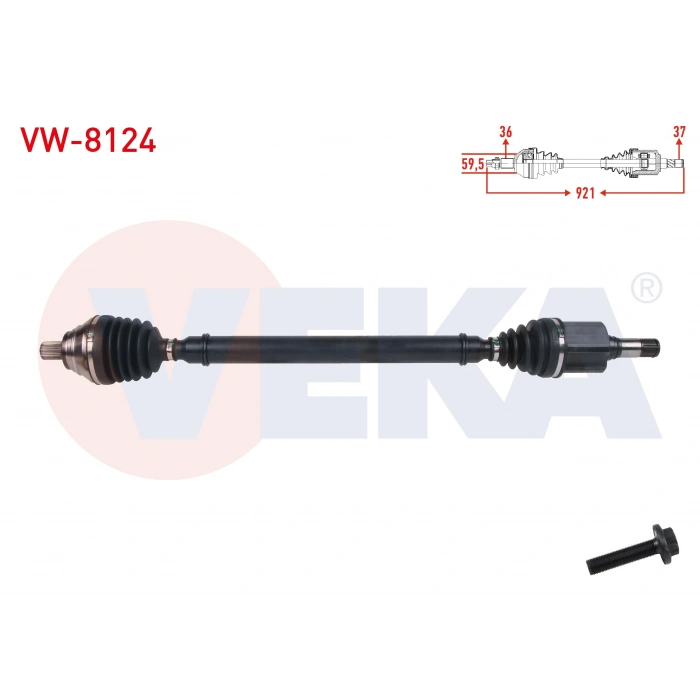 KOMPLE AKS SAG ON UZUNLUK 921mm VOLKSWAGEN PASSAT (3G2) 2014- CADDY V (SK) 2021- TIGUAN (AD1) 2016 - ARTEON (3H7) 2.0 TSI A-T 2017- / AUDI Q3 (F3B) 2.0 TDI A-T 2018- / AUDI Q3 (F3B) 2.0 TDI A-T 2018-