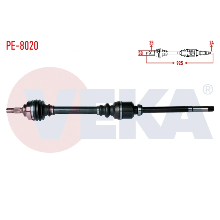 KOMPLE AKS SAG ON UZUNLUK 925mm PEUGEOT PARTNER TEPEE 1.6 HDI 2008- / PEUGEOT 307 1.4 HDI - 1.6 HDI - 2.0 HDI / 3008, 5008 1.6 / BERLINGO 1.6 - 1.6 HDI / C4 I, C4 II 1.6 - 1.6 HDI / DS4 1.6 HDI