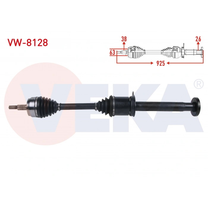KOMPLE AKS SAG ON UZUNLUK 925mm VOLKSWAGEN TRANSPORTER V (7HA,7HH,7EA,7EH) 2.5 TDI A-T 2003-2011