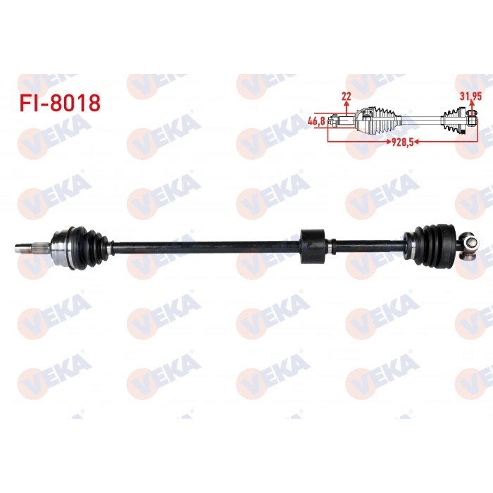 KOMPLE AKS SAG ON UZUNLUK 928 mm FIAT TEMPRA 1.4i - 1.6i 1992-1999