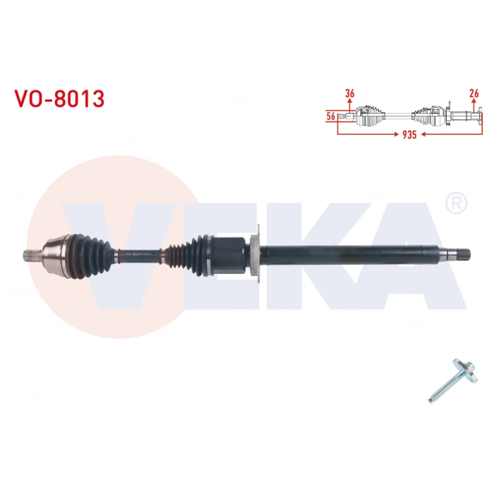 KOMPLE AKS SAG ON UZUNLUK 935mm VOLVO V40 T3 A-T 2015-