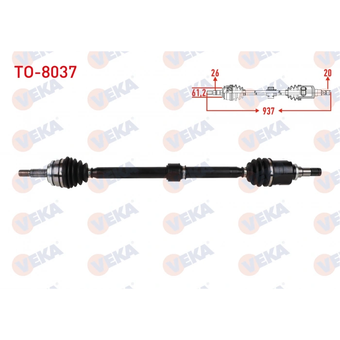 KOMPLE AKS SAG ON UZUNLUK 937mm TOYOTA COROLLA 2019-