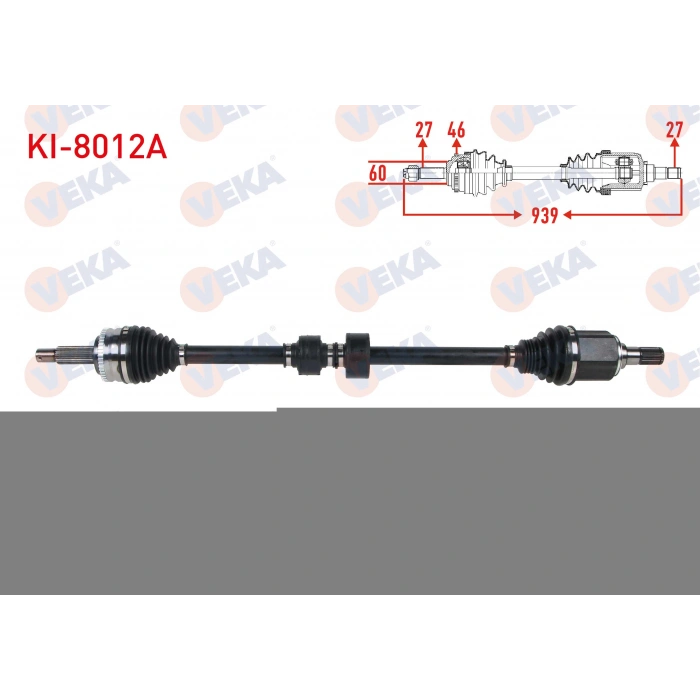 KOMPLE AKS SAG ON UZUNLUK 939mm ABSLI 46 DIS KIA CEED 1.6 CRDI A-T 2006-2012