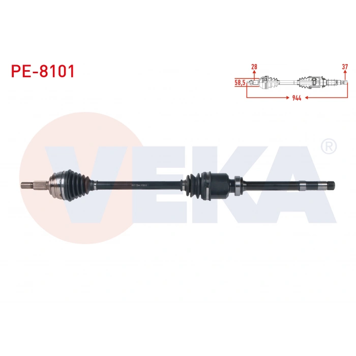 KOMPLE AKS SAG ON UZUNLUK 944mm PEUGEOT 3008 1.5 -1.6 BlueHDI M-T 16-/ 5008 II 1.5 HDI-1.6 HDI M-T 14-/ CITROEN C4 PIC. 1.6 HDI M-T 13-/ C5 AIRCROSS 1.5 HDI M-T 19-/ C4 SPACETOURER 1.5 HDI M-T 19-