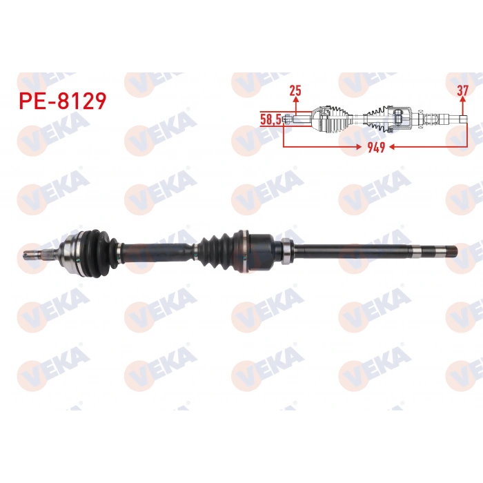 KOMPLE AKS SAG ON UZUNLUK 949mm PEUGEOT 307 2.0 HDi 2003-2009