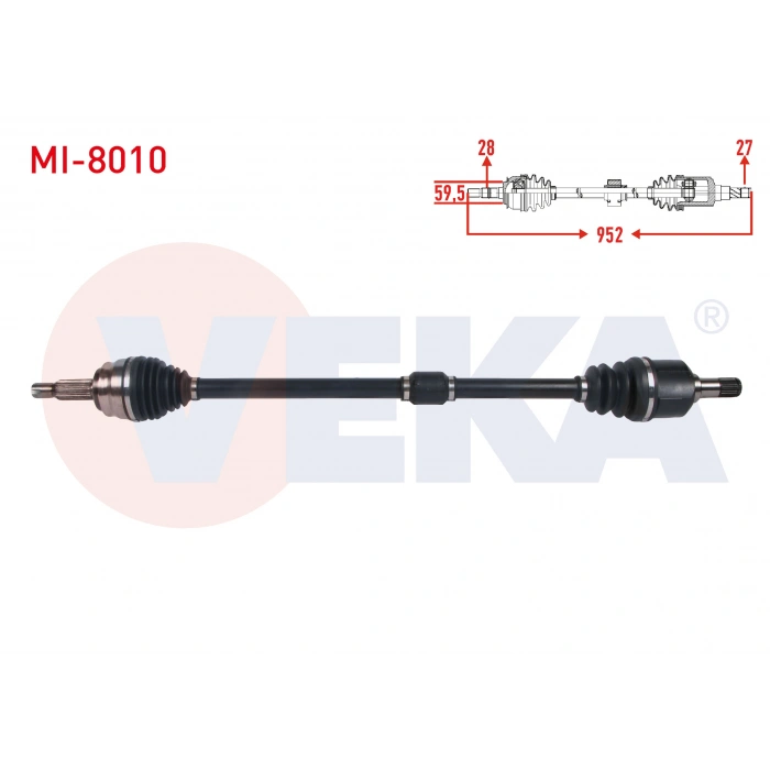 KOMPLE AKS SAG ON UZUNLUK 952mm MITSUBISHI ASX 1.6 M-T 2010-