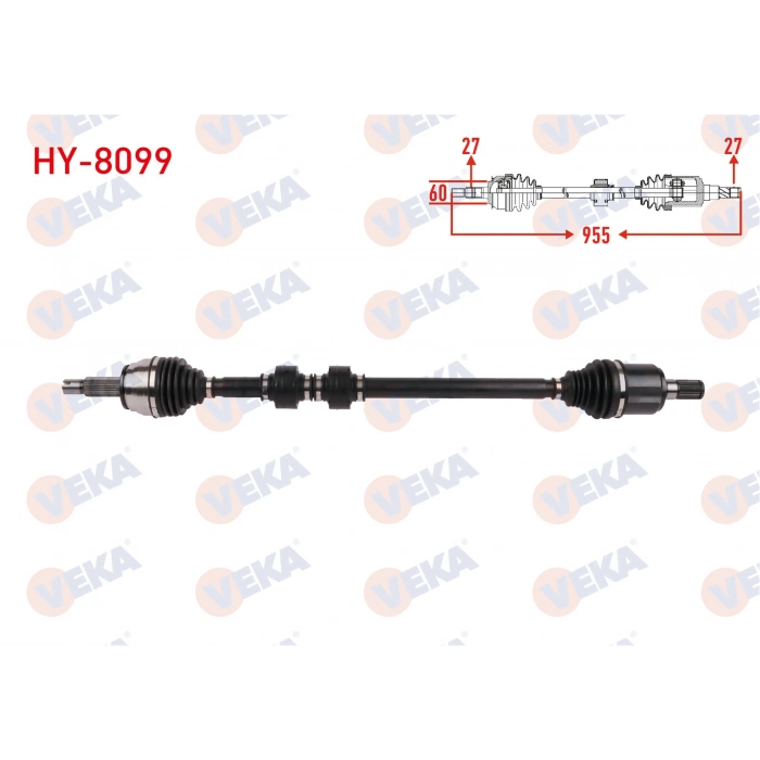 KOMPLE AKS SAG ON UZUNLUK 955mm HYUNDAI ELANTRA 1.6 D-CVVT 6 A-T 2016-