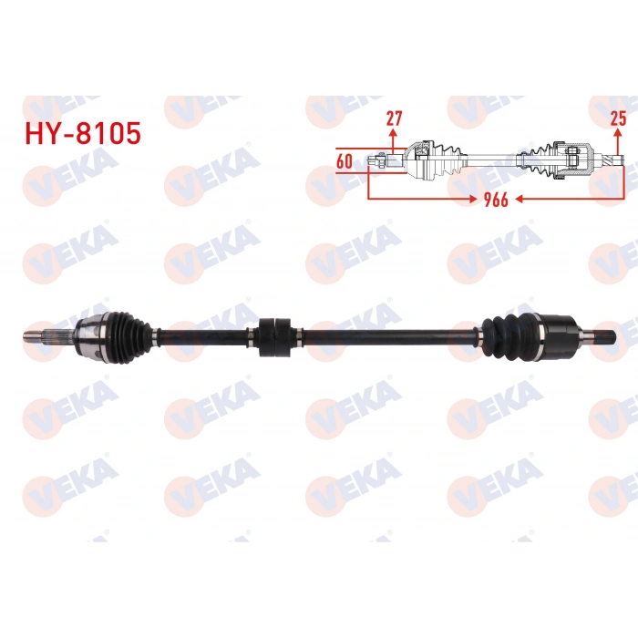 KOMPLE AKS SAG ON UZUNLUK 966mm HYUNDAI ELANTRA 1.6 CVVT 6 M-T 2016-2018/ KIA CEED 1.6 6 M-T 2018-