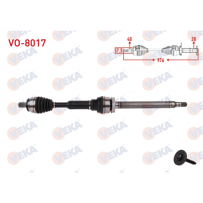 KOMPLE AKS SAG ON UZUNLUK 976mm VOLVO XC60 D3 - D4 -T5 -T6 A-T 2015-