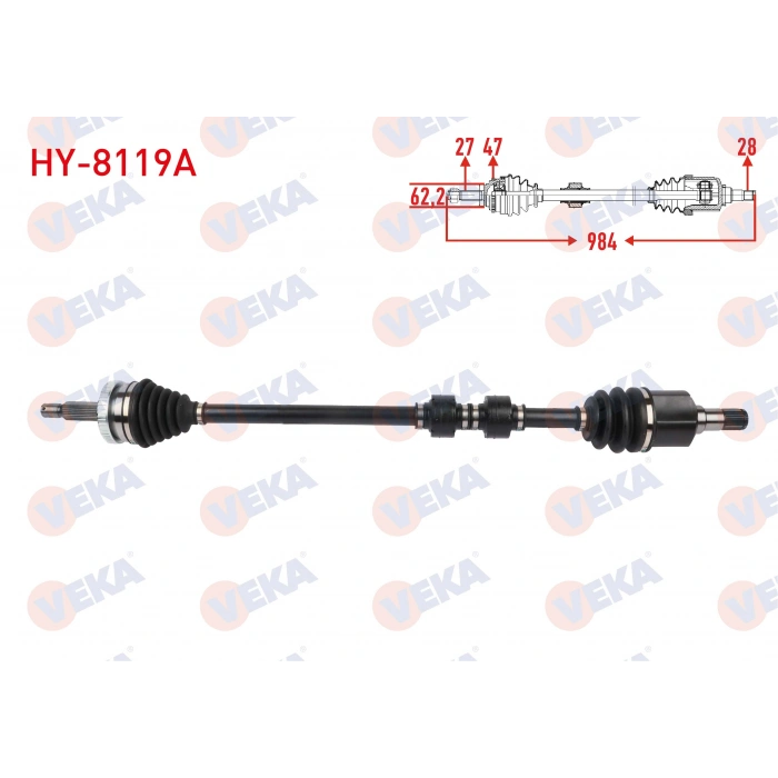 KOMPLE AKS SAG ON UZUNLUK 984mm ABSLI 47 DIS HYUNDAI SONATA V 2.0 CRDI 2007-