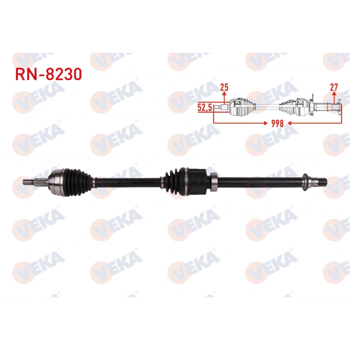 KOMPLE AKS SAG ON UZUNLUK 998mm RENAULT MEGANE IV 1.3 Tce - 1.5 Blue dCi (EURO 6) 7 A-T (SNZ-DW5) 2016-