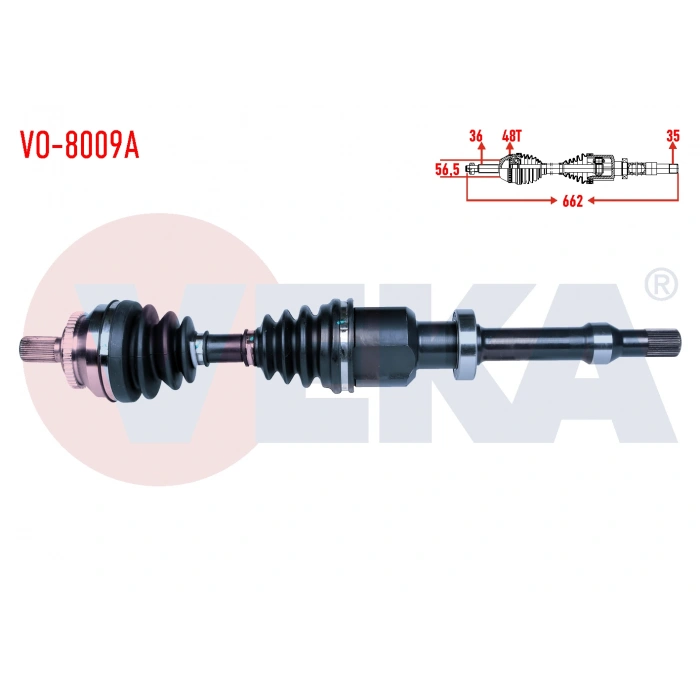 KOMPLE AKS SAG ON VOLVO S80 I (TS, XY) 2.8 T6 A-T ABSLI 48 DIS UZUNLUK 662 1998-2006