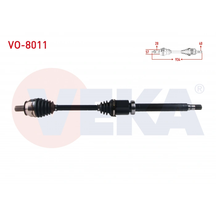KOMPLE AKS SAG ON VOLVO V60 1.6 D A-T UZUNLUK 934 mm 2010-