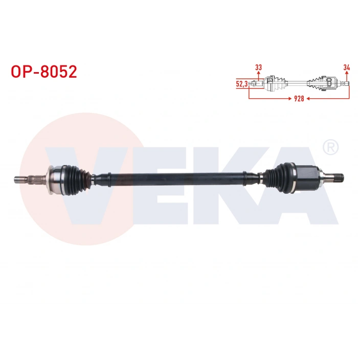 KOMPLE AKS SAG UZUNLUK 928mm OPEL ASTRA K 1.6 CDTI - 1.6 TURBO A/T 2015-