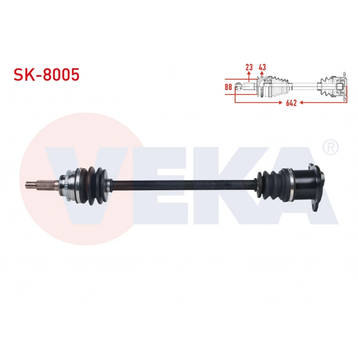 KOMPLE AKS SOL ARKA SUZUKI SWIFT III (MZ,EZ) 1.3i 4X4 ABSLI 43 DIS UZUNLUK 642 2005-2010